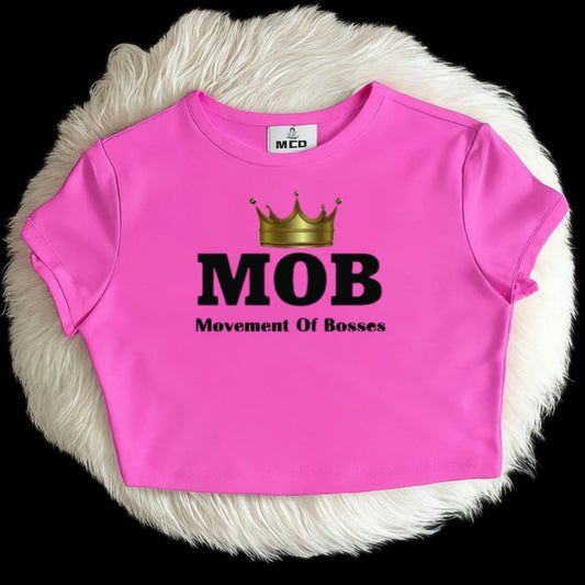 Hot Pink With Black Font MOB Crop Top