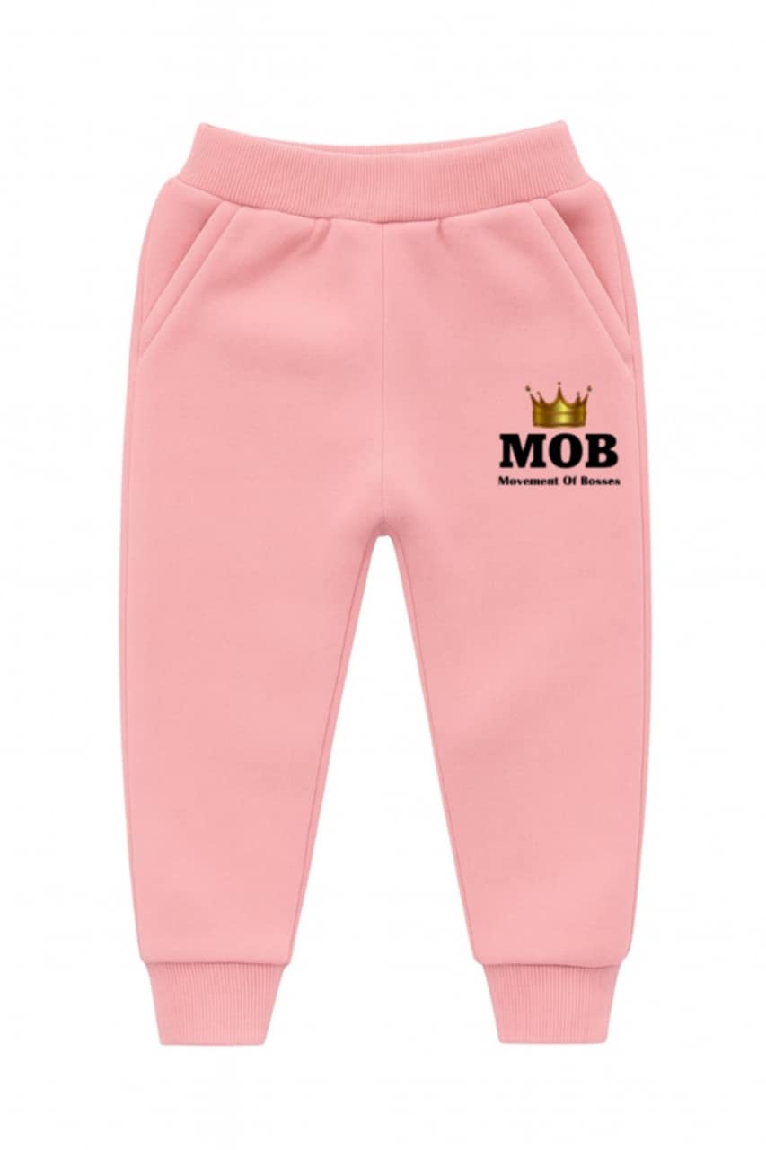 Toddler Light Pink With Black Font MOB Jogger Pants