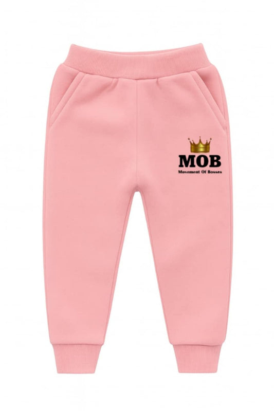 Toddler Light Pink With Black Font MOB Jogger Pants
