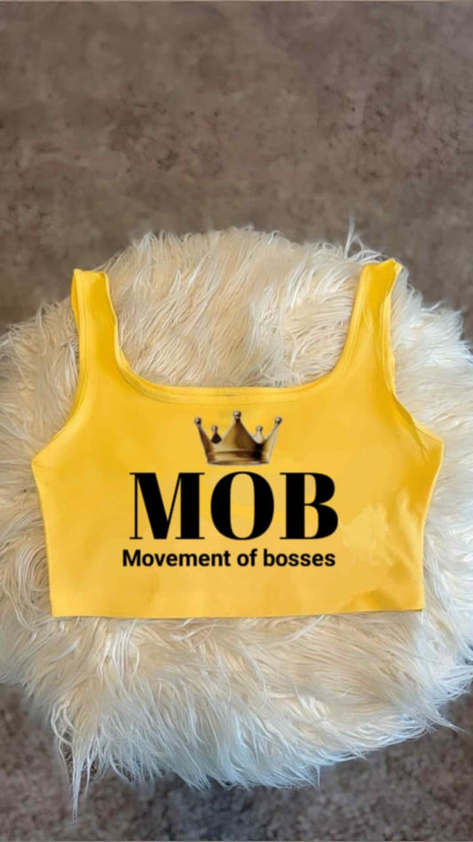 Yellow MOB With Black Font Tank Top