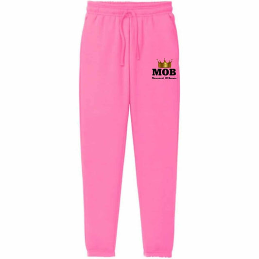 Women’s Pink With Black Font MOB Joggers