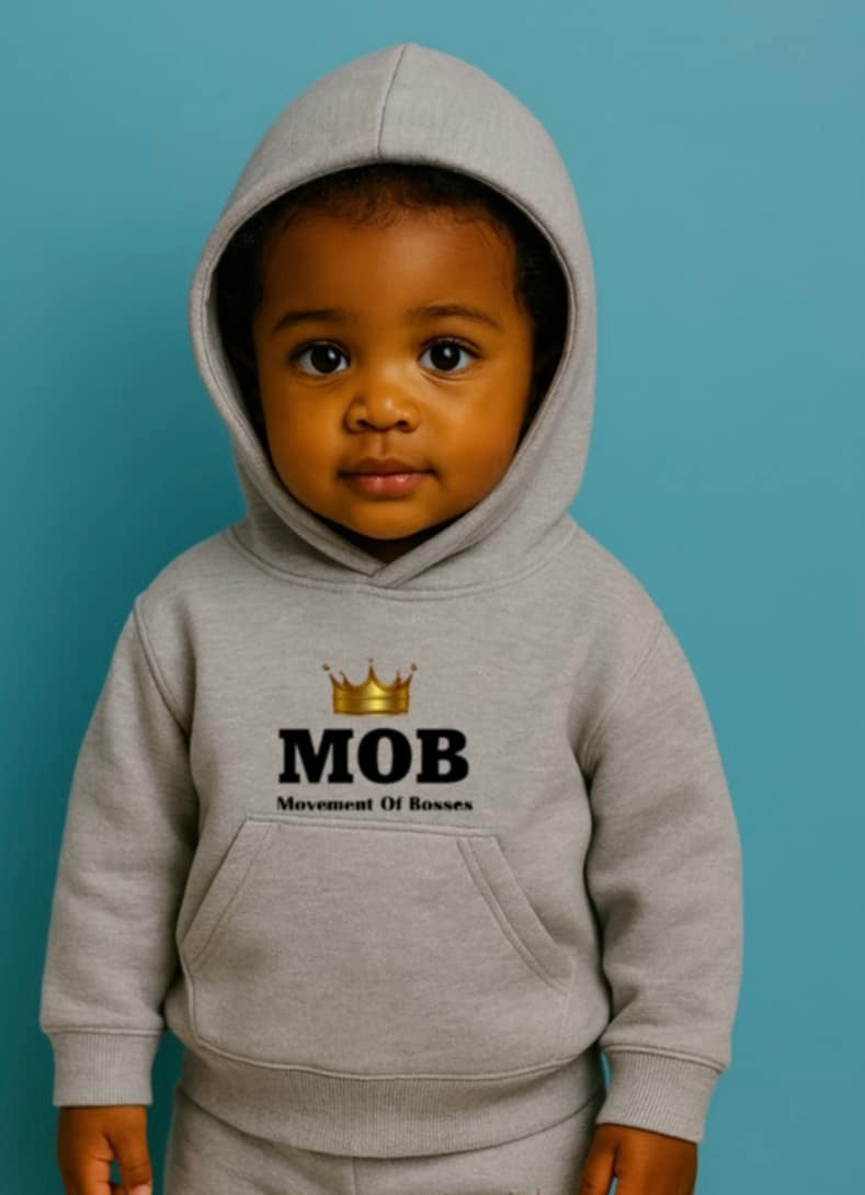 Toddler Grey With Black Font MOB Hoodie
