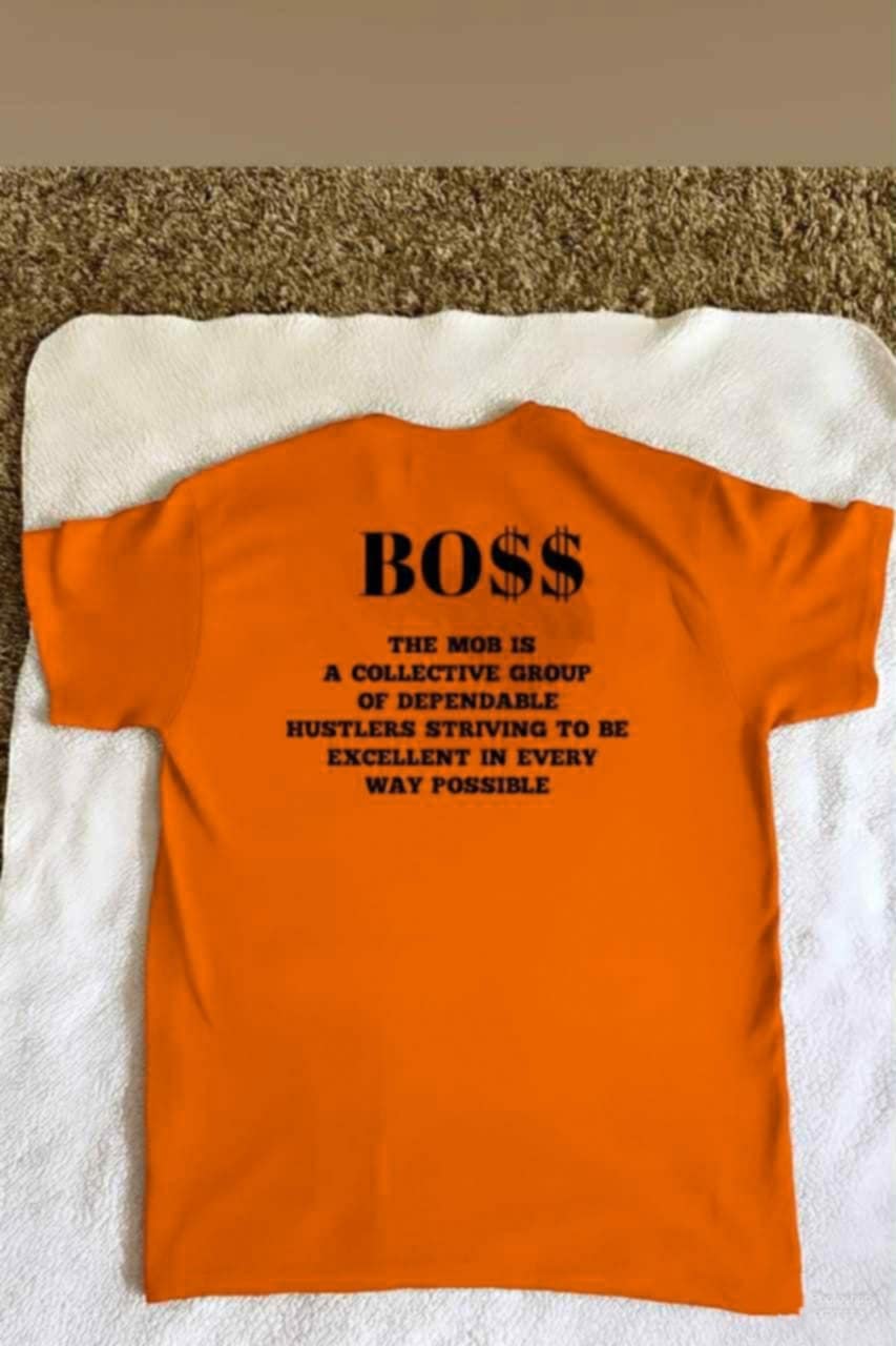 Men's Orange With Black Font T-Shirt