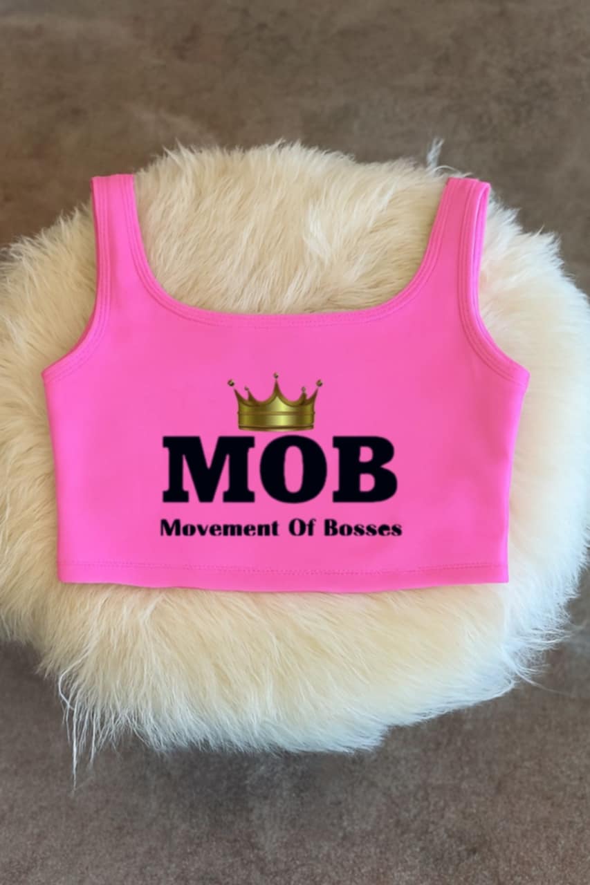 Hot Pink With Black Font MOB Tank Top