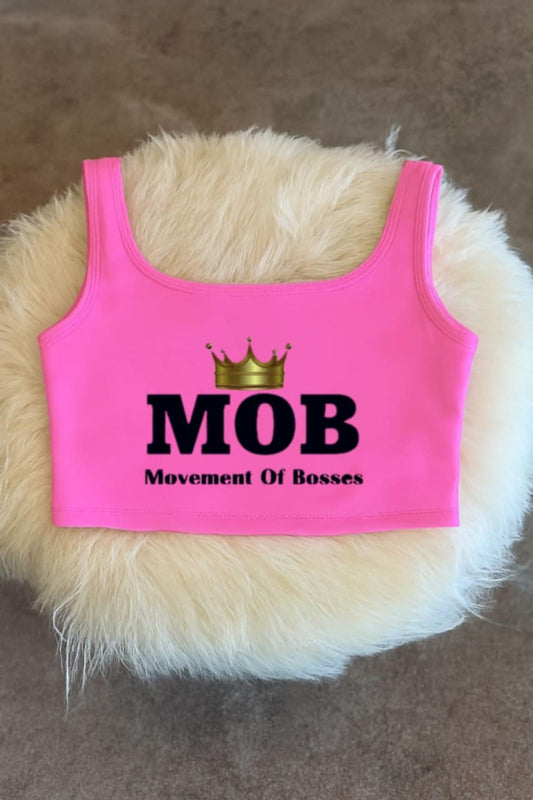 Hot Pink With Black Font MOB Tank Top
