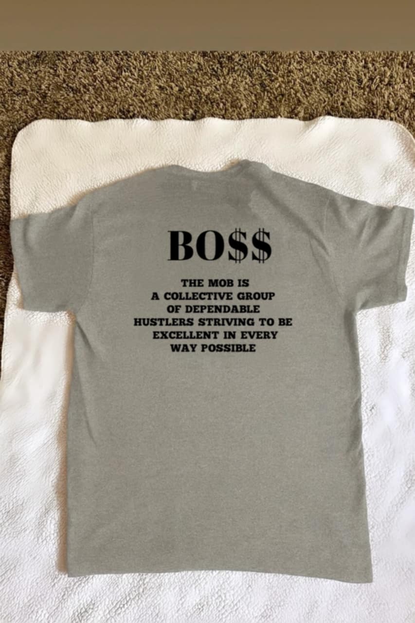 Men's Grey with Black Font MOB T-Shirt