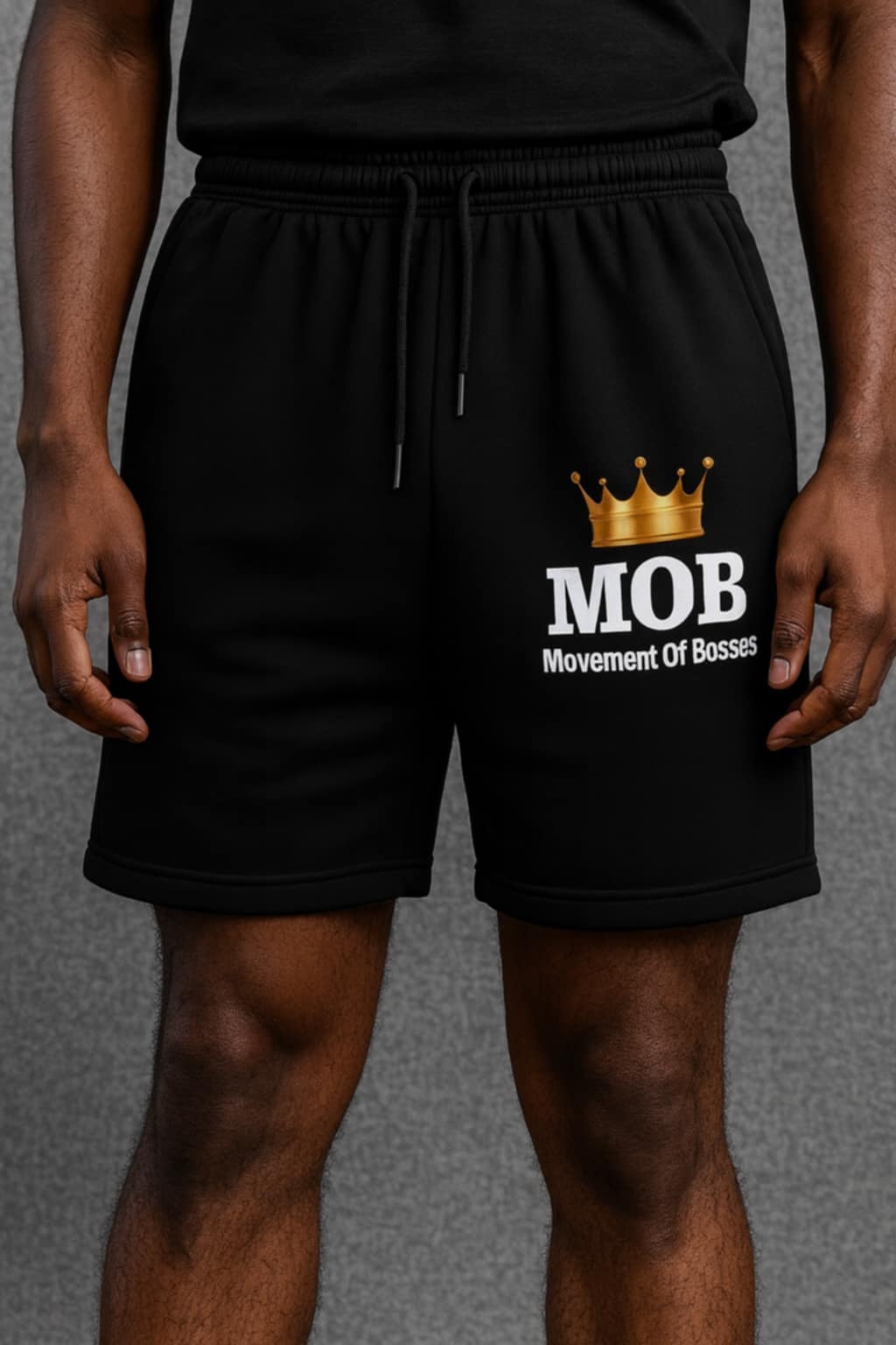 Men's Black Drawstring MOB Shorts