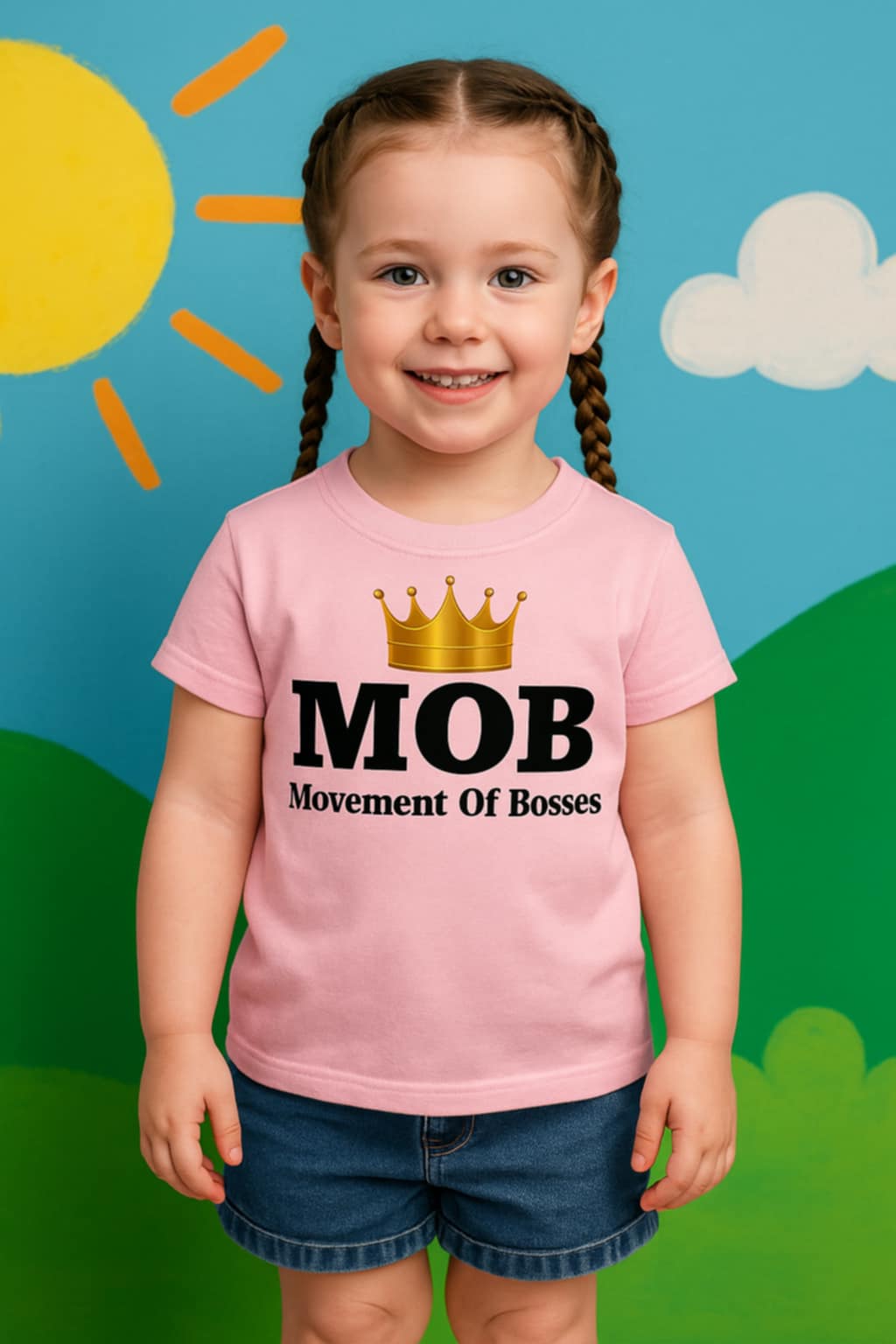 Toddler Light Pink With Black Font MOB T-Shirt