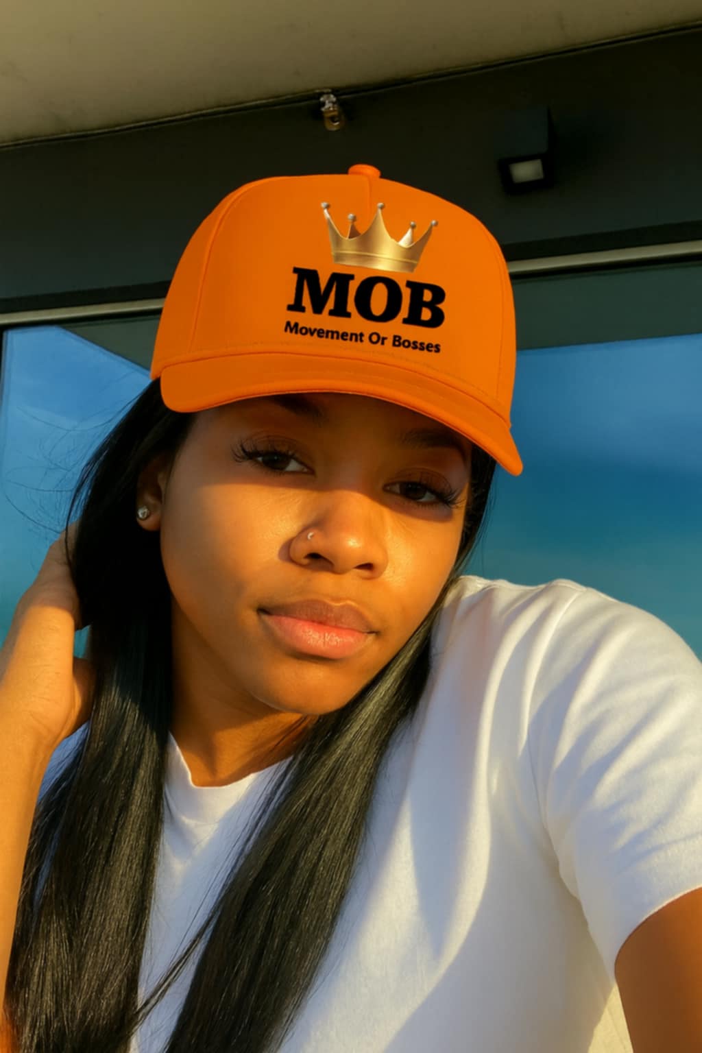 Orange With Black Font MOB Hat