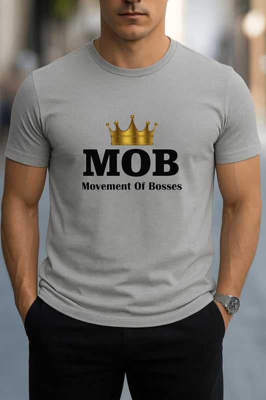 Men's Grey with Black Font MOB T-Shirt