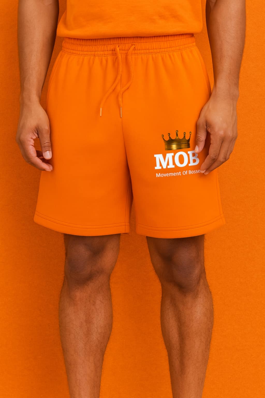 Men's Orange Drawstring MOB Shorts