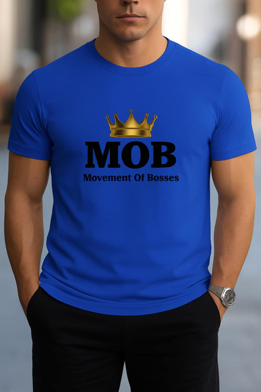 Men's Royal Blue With Black Font T-Shirt